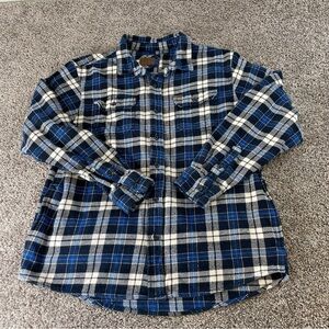 Orvis Flannel Shirt Mens Extra Large Blue Long Sleeve Plaid Fishing Outdoors